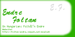 endre foltan business card